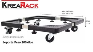 Soporte para Lavadora Cocina Refri Etc Movil Ajustable con Ruedas 50 a 70cm Krearack Negro