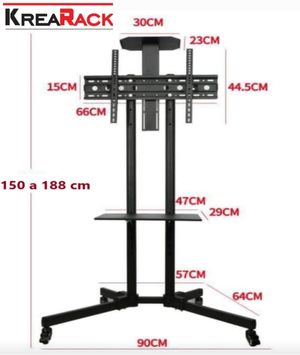 Rack para Tv 32 a 80" De Piso Rodante Regulable Japan Negro