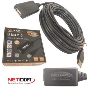 Cable Extensión USB 2.0 Activo Netcom Macho a Hembra 10 Metros