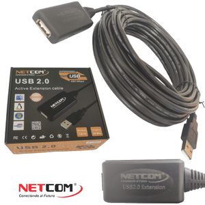 Cable Extensión USB 2.0 Activo Netcom Macho a Hembra 20 Metros