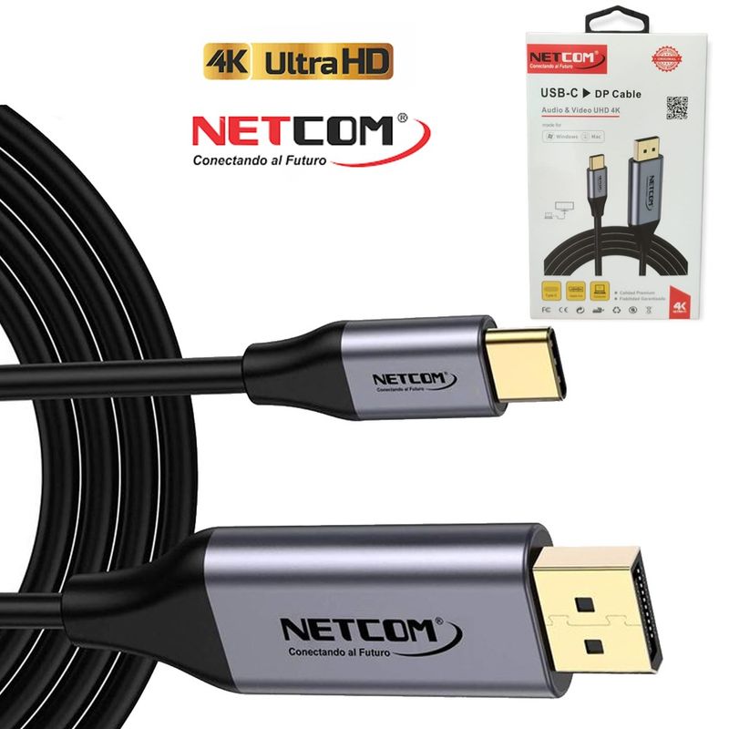 Cable Displayport a HDMI Netcom Pvc Macho 5 Metros 4k DP a HDMI