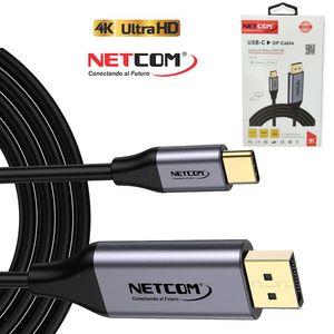Cable Usb 3.1 C Tipo C a Displayport Netcom Pvc Macho 1.8 Metros 4k