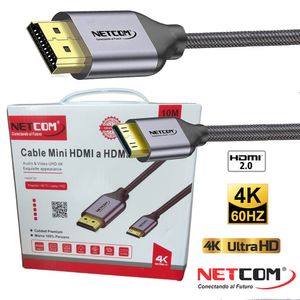Cable Mini Hdmi a Hdmi 10 Metros NETCOM 2.0 4K 60 Hz ULTRA HD eARC