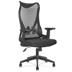 Silla Giratoria Ergonómica Madrid Black Decorplas Brazos Fijos