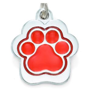 Placa de Identificación para Perros Huella Rainbow Rojo Pequeño