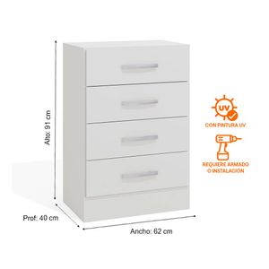 Cómoda Cali 4 cajones Blanco
