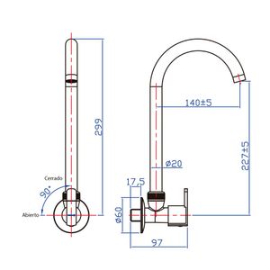 Llave de lavadero pared veneto Trebol