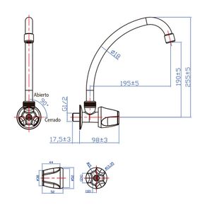 Llave de lavadero pared iseo Trebol