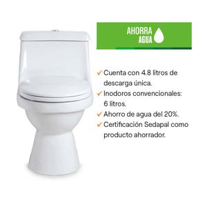 Inodoro One Piece Buzios botón superior + Asiento Vallarta Blanco