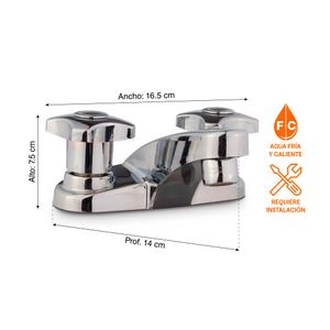 Mezcladora para Lavatorio Bimando Italgrif Punta sal 4" Baja Plata Cromado