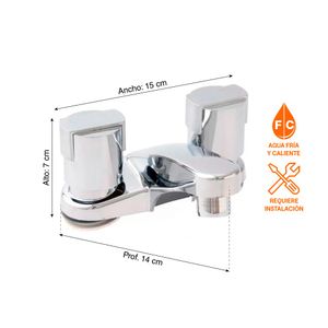 Mezcladora para Lavatorio Bimando Italgrif Buzios 4" Baja Plata Cromado