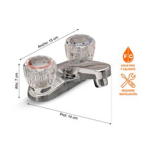 Mezcladora para Lavatorio Bimando Italgrif Aruba 4" Baja Plata Cromado