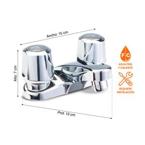 Mezcladora para Lavatorio Bimando Italgrif Cancún 4" Baja Plata Cromado