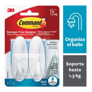 Gancho 3M para Baño con Tiras Impermeables, Medianos