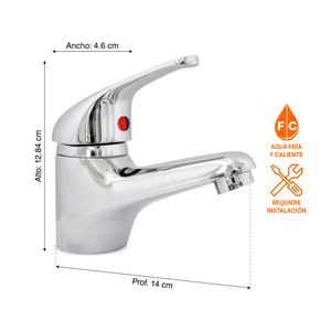 Mezcladora para Lavatorio Monocomando Orange Navel 40mm Baja Plata Cromado