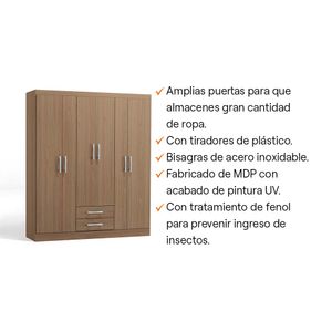 Ropero Cali 6 Puertas 2 Cajones 2 Repisas MDP Nature