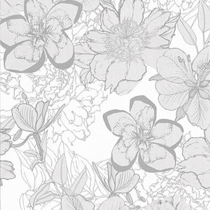 Papel tapiz Flores Gris 0.53x10.05 metros