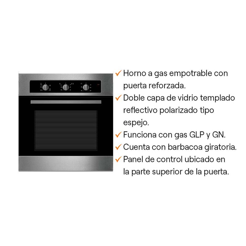 Horno empotrable a gas H70G 70 litros