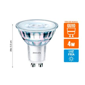 Pack x 2 Focos Led Dicroico Philips Gu10 4W Luz Fría