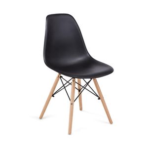 Silla decorativa de plástico y madera Negra