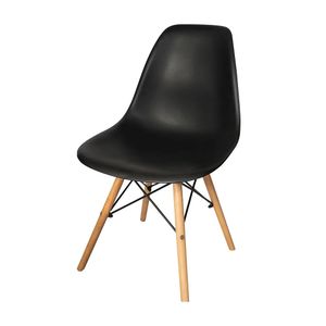 Silla decorativa de plástico y madera Negra