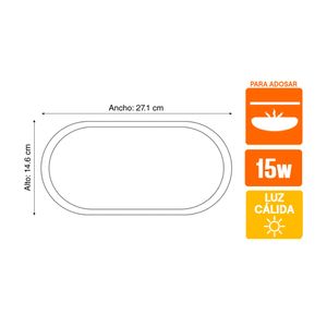 Aplique tortuga ovalado LED blanco de 15W