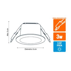 Spot para mueble Lightech 3W 6cm Luz fría Blanco