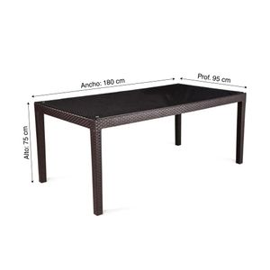 Mesa de Terraza Tavarua con Vidrio 180x95cm