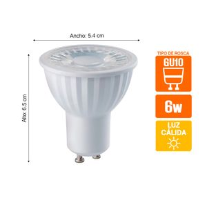 Dicroico LED Luminika GU10 6W Luz Cálida