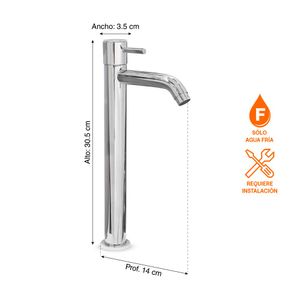 Llave de Lavatorio al Mueble Vainsa Mares Bali Alta Plata Cromada