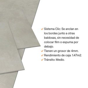 Baldosa PVC Clic Manassa Gris 30x60cm 1.47m2