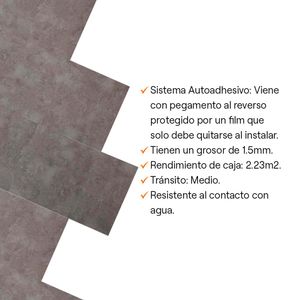 Baldosa PVC autoadhesivo Galena Gris 30x60cm 2.23m2