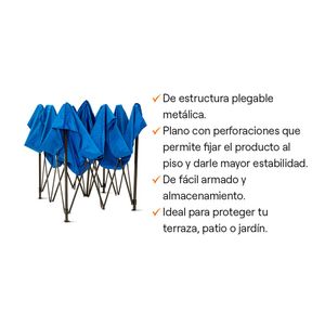Toldo Desplegable Protección UV FP50+ 300x300cm Azul Orange