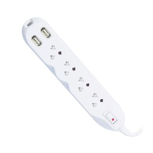 Extensión 4 tomas Universal + Tierra 2 USB