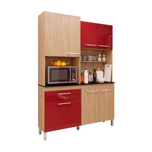 Mueble Alacena de Cocina Ariana 130cm MDP Nogueira/Bordo Orange