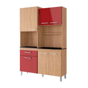 Mueble Alacena de Cocina Ariana 130cm MDP Nogueira/Bordo Orange