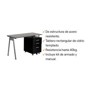 Escritorio de vidrio Danesa negro