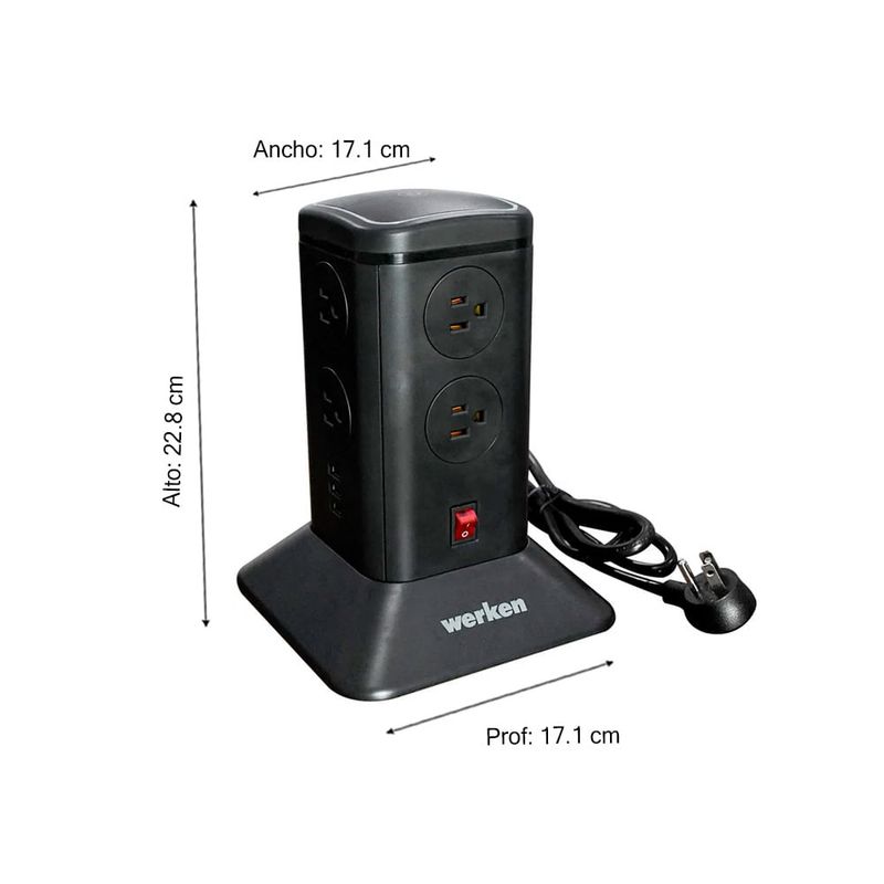 Torre Regleta 12 Tomas + 6 puertos USB Aukey PA-S14