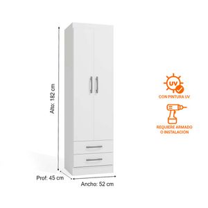 Ropero Cali 2 Puertas 2 Cajones MDP Blanco