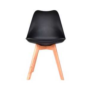 Silla de Diseño Decorativo Ema Polipropileno/Madera Tapiz Negro Bonno