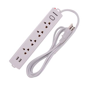 Extensión 4 tomas 2 puertos USB 2 metros
