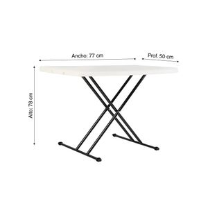 Mesa plegable altura ajustable Blanca 77x50