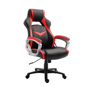 Silla Gamer Office Space Flash base nylon negro con rojo