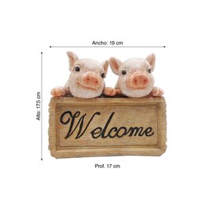 Adorno cerditos Welcome 17.5cm