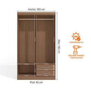 Ropero Cali 4 Puertas 2 Cajones 2 Repisas MDP Nature