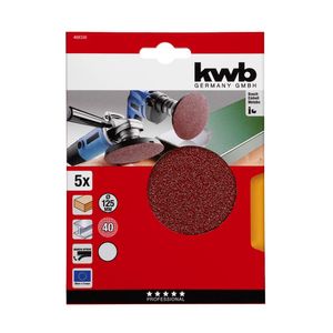 Discos de lija Gr40 Metal/Madera 125mm 5 piezas Kwb