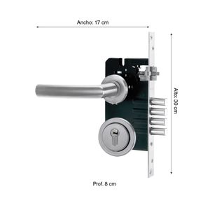 Cerradura Embutir Luna X-55 Izquierda Acero Inox.