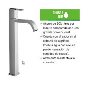 Llave de Lavatorio al Mueble Vainsa Minimalista Modena Alta Plata Cromada