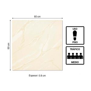 Piso Porcelanato Marmolizado Solar 60x60cm Caja: 1.44m2