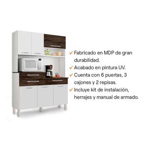 Mueble Alacena de Cocina Orion 138.5cm MDP Blanco/Marrón Kits Parana